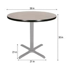 Table à manger Hampden Furnishings de 30 po de la collection Bennet, ronde, avec base en X, gris/gris nébuleuse