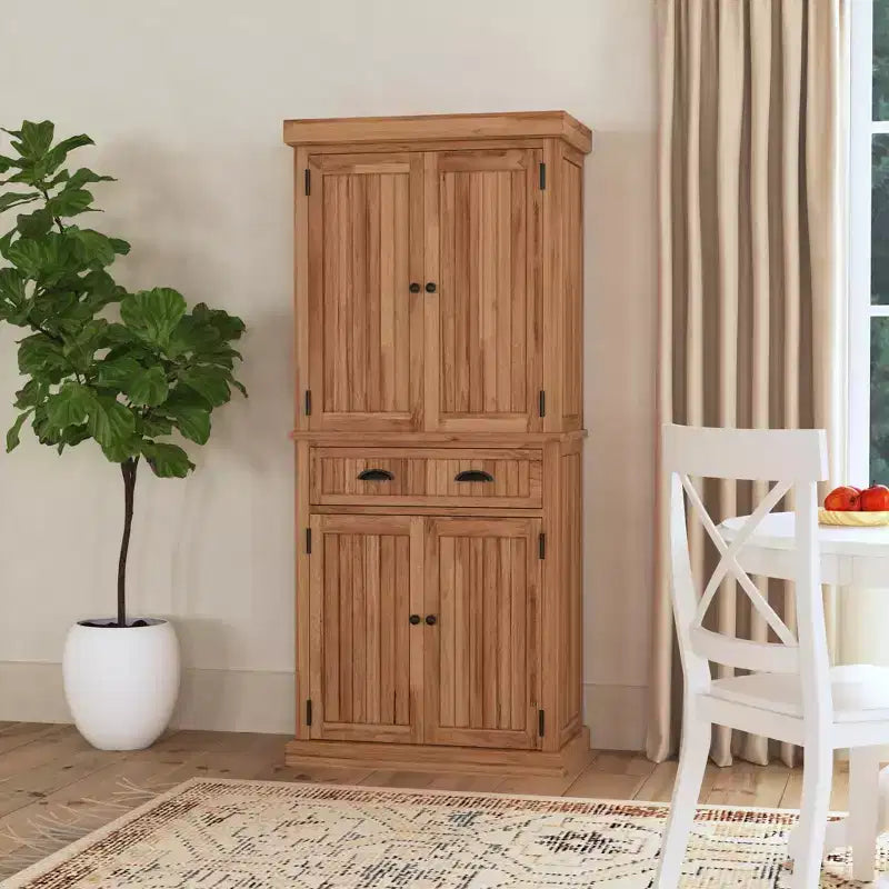 Garde-Manger de Cuisine Nantucket – Naturel : Home Styles, Meuble Autoportant en Bois Massif avec Tiroir et Étagères