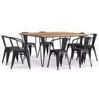 WyndenHall 9pc Elisse Moreno Dining Set Distressed Black/Silver