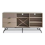 Buffet moderne Heath 60 po avec armoire à vin taupe - miBasics : Console de rangement, 3 tiroirs, 4 étagères fixes