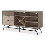 Buffet moderne Heath 60 po avec armoire à vin taupe - miBasics : Console de rangement, 3 tiroirs, 4 étagères fixes
