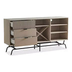 Buffet moderne Heath 60 po avec armoire à vin taupe - miBasics : Console de rangement, 3 tiroirs, 4 étagères fixes