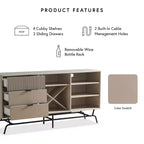 Buffet moderne Heath 60 po avec armoire à vin taupe - miBasics : Console de rangement, 3 tiroirs, 4 étagères fixes