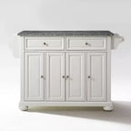 Alexandria Gray Granite Top Full Size Kitchen Island/Cart White - Crosley: Storage, Spice Rack, Towel Holder
