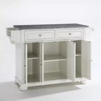 Îlot de cuisine/chariot pleine grandeur Crosley Alexandria White avec dessus en granit gris : Rangement, porte-épices, porte-serviettes