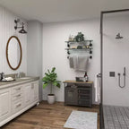 Meuble de rangement utilitaire en métal Olivia & May avec plateau en bois gris acier : Style industriel, cadre en fer, 3 tiroirs, 2 portes, aucun assemblage requis