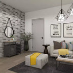 Meuble de rangement utilitaire en métal Olivia & May avec plateau en bois gris acier : Style industriel, cadre en fer, 3 tiroirs, 2 portes, aucun assemblage requis