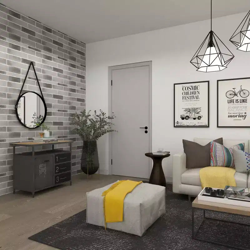 Meuble de rangement utilitaire en métal Olivia & May avec plateau en bois gris acier : Style industriel, cadre en fer, 3 tiroirs, 2 portes, aucun assemblage requis
