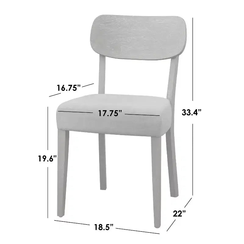 Ensemble de salle à manger Lifestorey 5 pièces en bois massif Carlisle Gris clair : Moderne du milieu du siècle, Bois d'hévéa, Revêtement en polyester, Rembourrage en mousse
