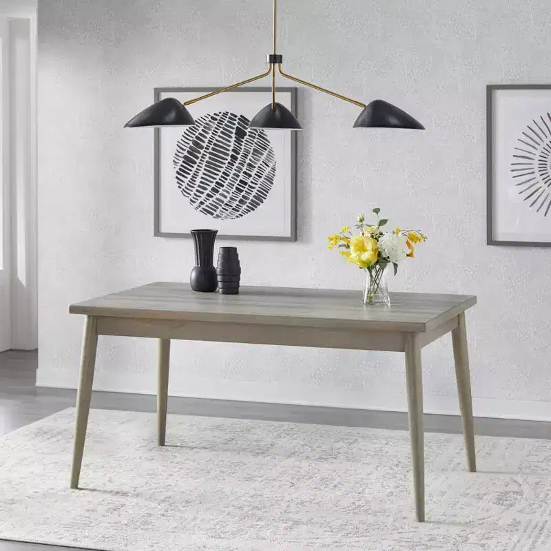 Ensemble de salle à manger Lifestorey 5 pièces en bois massif Carlisle Gris clair : Moderne du milieu du siècle, Bois d'hévéa, Revêtement en polyester, Rembourrage en mousse