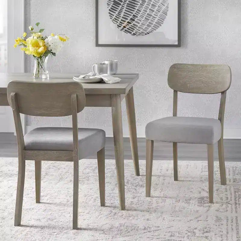 Ensemble de salle à manger Lifestorey 5 pièces en bois massif Carlisle Gris clair : Moderne du milieu du siècle, Bois d'hévéa, Revêtement en polyester, Rembourrage en mousse