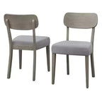 Ensemble de salle à manger Lifestorey 5 pièces en bois massif Carlisle Gris clair : Moderne du milieu du siècle, Bois d'hévéa, Revêtement en polyester, Rembourrage en mousse