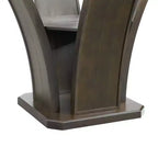 Ensemble de salle à manger 5 pièces Simms avec table ronde de hauteur standard et 4 chaises en noyer - Picket House Furnishings : plateau en verre, revêtement en tissu crème