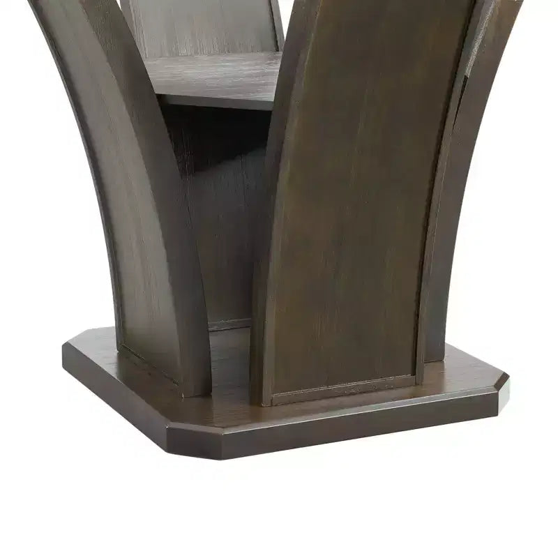 Ensemble de salle à manger 5 pièces Simms avec table ronde de hauteur standard et 4 chaises en noyer - Picket House Furnishings : plateau en verre, revêtement en tissu crème