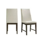 Ensemble de salle à manger 5 pièces Simms avec table ronde de hauteur standard et 4 chaises en noyer - Picket House Furnishings : plateau en verre, revêtement en tissu crème