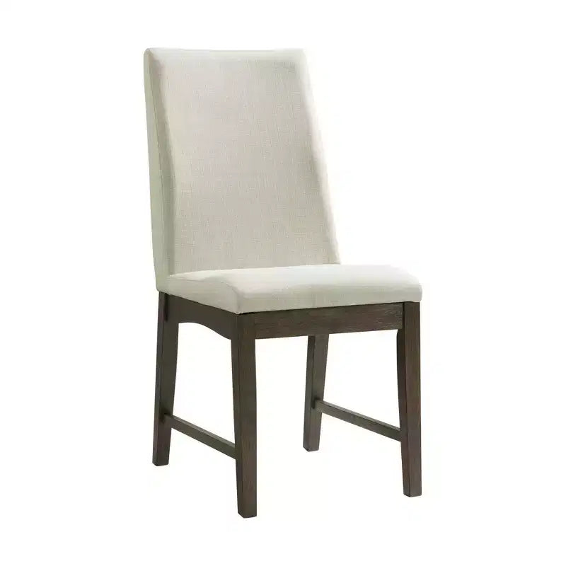 Ensemble de salle à manger 5 pièces Simms avec table ronde de hauteur standard et 4 chaises en noyer - Picket House Furnishings : plateau en verre, revêtement en tissu crème