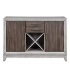 Abacus Server Alabaster/Honey - Steve Silver Co.: Transitional Style, Wine Rack, 2 Drawers & Doors