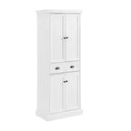 Shoreline Pantry White - Crosley: Adjustable Shelves, Storage, MDF Frame, 4 Doors, 1 Drawer, 5 Shelves, Kitchen Cabinet