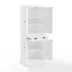 Meuble de rangement blanc Shoreline - Crosley : Étagères réglables, Rangement, Structure en MDF, 4 Portes, 1 Tiroir, 5 Étagères, Meuble de cuisine