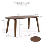 HOMES: Inside + Out Table de salle à manger ovale moderne Sandy Cove du milieu du siècle 71 po Noyer