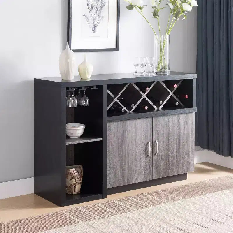 Desserte Alsco avec porte-bouteilles Chêne clair/Gris vieilli - HOMES: Inside + Out