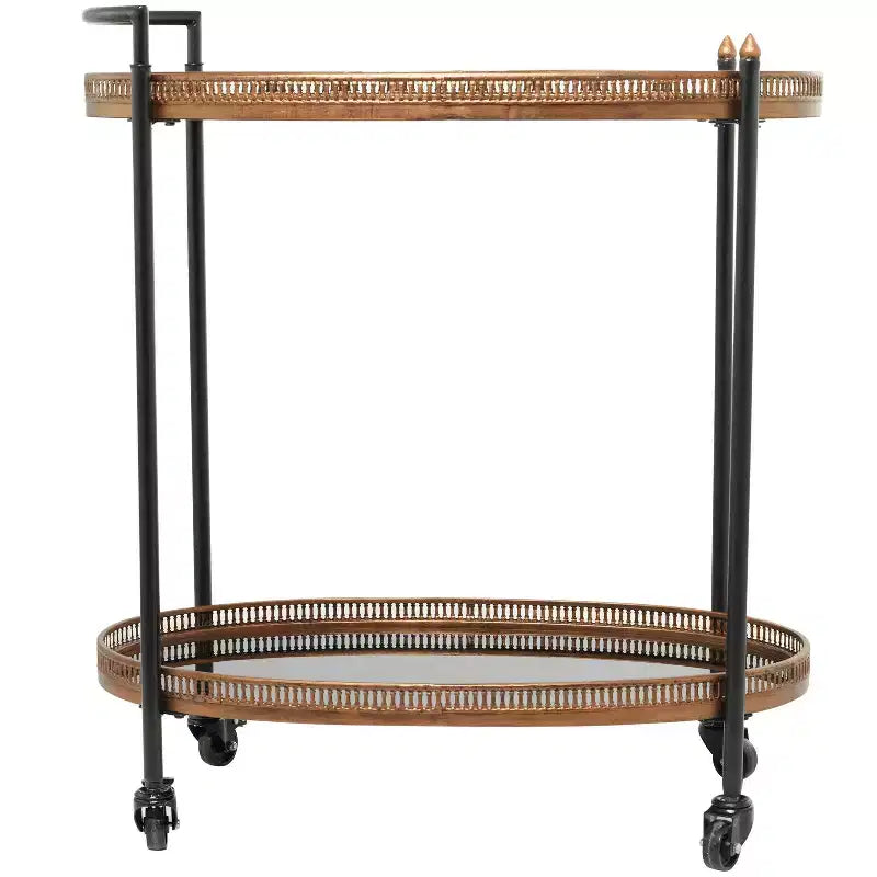 Chariot de bar moderne traditionnel en métal et verre laiton - Olivia & May : aucun assemblage requis, cadre en fer, utilisation en intérieur