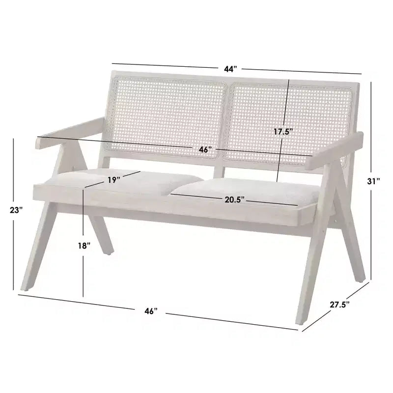 Banc de bras en bois massif et cannage Lifestorey Baywood Mid Century Chêne clair