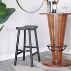 Tabouret de bar rustique en bouleau noir - Olivia & May : Hauteur fixe 76 cm, cadre en bois, nettoyage localisé