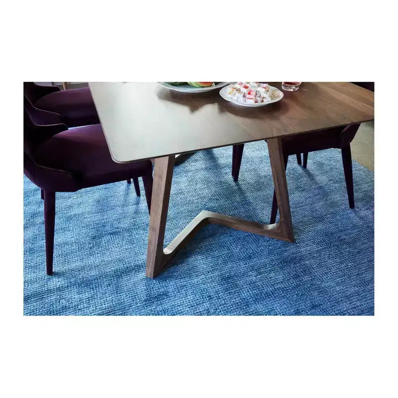 Table de salle à manger rectangulaire en noyer Grizzly Flats - Alder Bay : style moderne, 8 places, piédestal double en bois