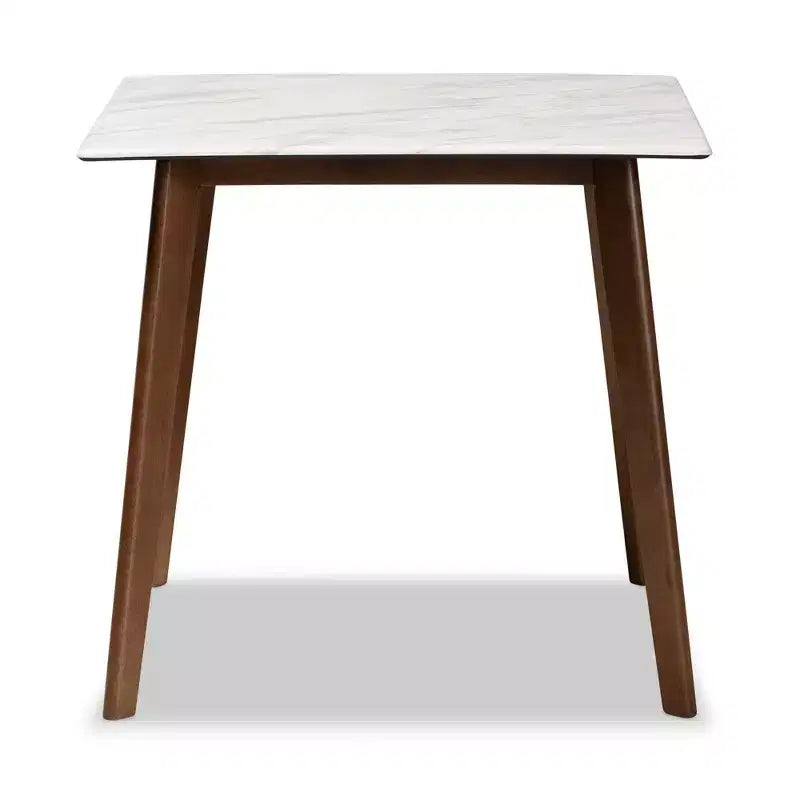 Table à manger Kaylee en bois blanc/marron - Baxton Studio : Plateau en faux marbre, forme carrée, pieds évasés