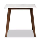Table à manger Kaylee en bois blanc/marron - Baxton Studio : Plateau en faux marbre, forme carrée, pieds évasés
