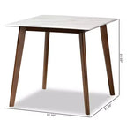 Table à manger Kaylee en bois blanc/marron - Baxton Studio : Plateau en faux marbre, forme carrée, pieds évasés