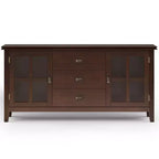 Grand Buffet Stratford Brun Roux - WyndenHall : Bois Massif, 3 Tiroirs, 2 Armoires
