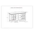Grand Buffet Stratford Brun Roux - WyndenHall : Bois Massif, 3 Tiroirs, 2 Armoires