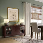 Grand Buffet Stratford Brun Roux - WyndenHall : Bois Massif, 3 Tiroirs, 2 Armoires