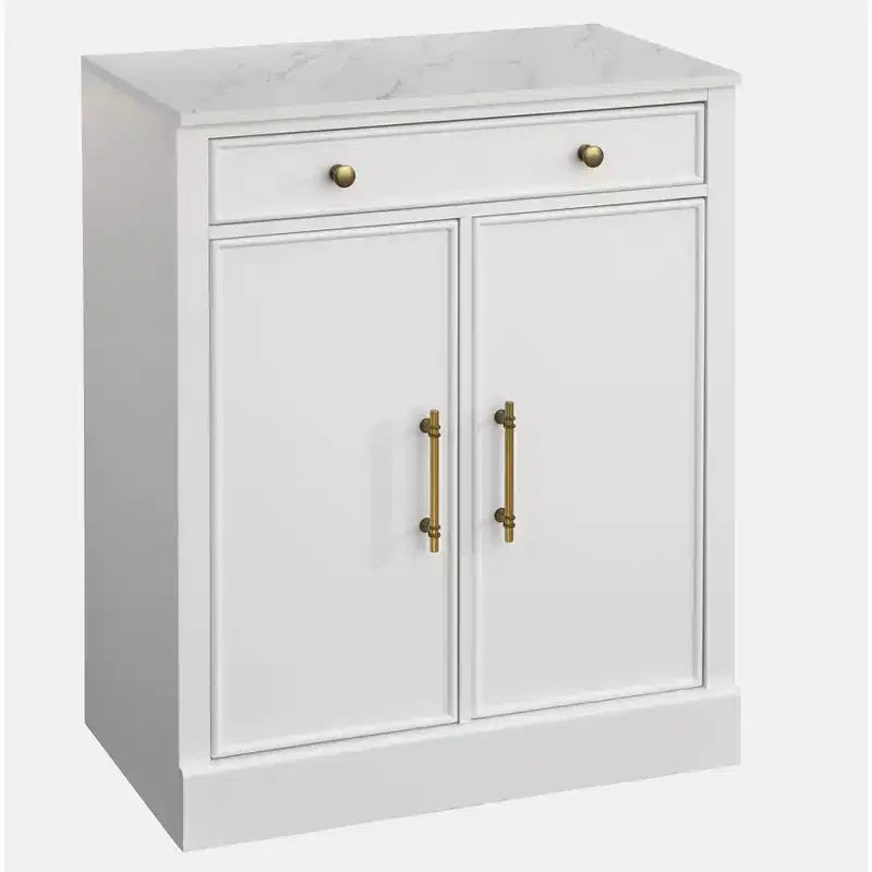 Lifestorey 2 pièces Monza Meuble et vaisselier modulaires avec plateau imitation marbre blanc : style campagnard, plateau imitation marbre, étagères réglables