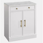 Lifestorey 2 pièces Monza Meuble et vaisselier modulaires avec plateau imitation marbre blanc : style campagnard, plateau imitation marbre, étagères réglables