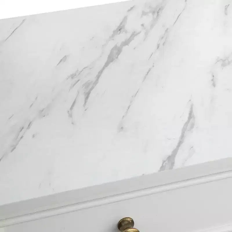 Lifestorey 2 pièces Monza Meuble et vaisselier modulaires avec plateau imitation marbre blanc : style campagnard, plateau imitation marbre, étagères réglables