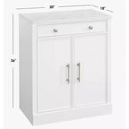 Lifestorey 2 pièces Monza Meuble et vaisselier modulaires avec plateau imitation marbre blanc : style campagnard, plateau imitation marbre, étagères réglables
