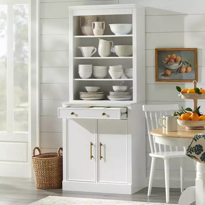 Lifestorey 2 pièces Monza Meuble et vaisselier modulaires avec plateau imitation marbre blanc : style campagnard, plateau imitation marbre, étagères réglables