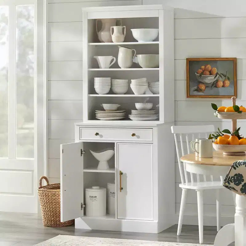 Lifestorey 2 pièces Monza Meuble et vaisselier modulaires avec plateau imitation marbre blanc : style campagnard, plateau imitation marbre, étagères réglables