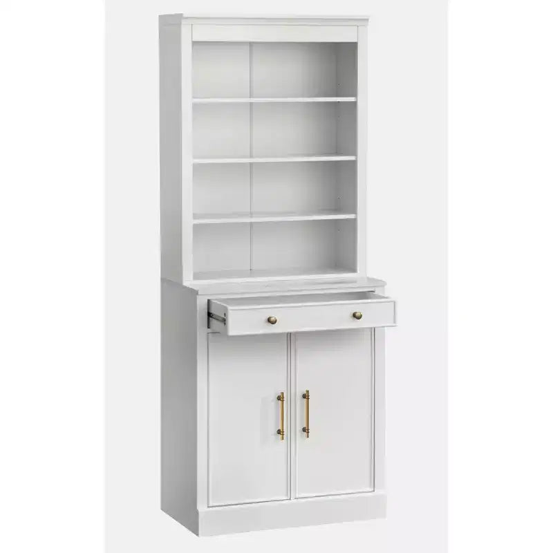 Lifestorey 2 pièces Monza Meuble et vaisselier modulaires avec plateau imitation marbre blanc : style campagnard, plateau imitation marbre, étagères réglables