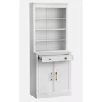 Lifestorey 2 pièces Monza Meuble et vaisselier modulaires avec plateau imitation marbre blanc : style campagnard, plateau imitation marbre, étagères réglables