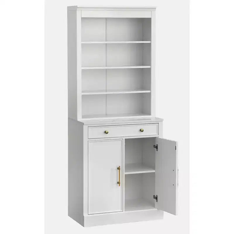 Lifestorey 2 pièces Monza Meuble et vaisselier modulaires avec plateau imitation marbre blanc : style campagnard, plateau imitation marbre, étagères réglables