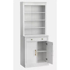Lifestorey 2 pièces Monza Meuble et vaisselier modulaires avec plateau imitation marbre blanc : style campagnard, plateau imitation marbre, étagères réglables