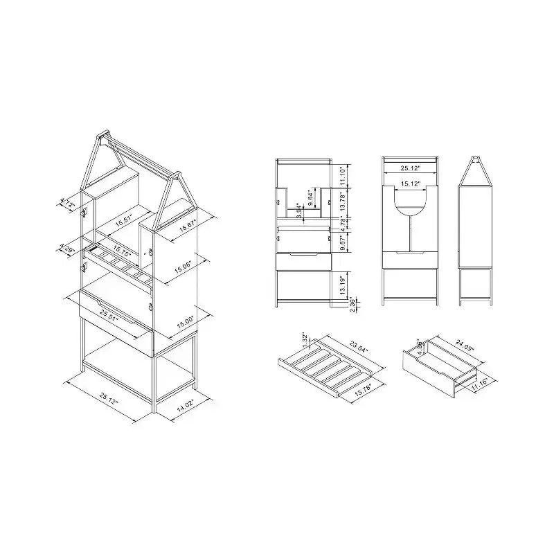 Meuble de rangement pour vins à usages multiples Meluse 24/7 Shop At Home, hickory clair : Buffet de salle à manger élégant, bar et rangement de cave à vin