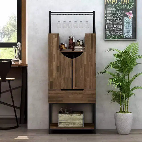 Meuble de rangement pour vins à usages multiples Meluse 24/7 Shop At Home, hickory clair : Buffet de salle à manger élégant, bar et rangement de cave à vin