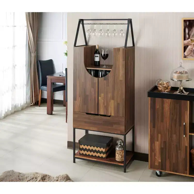 Meuble de rangement pour vins à usages multiples Meluse 24/7 Shop At Home, hickory clair : Buffet de salle à manger élégant, bar et rangement de cave à vin