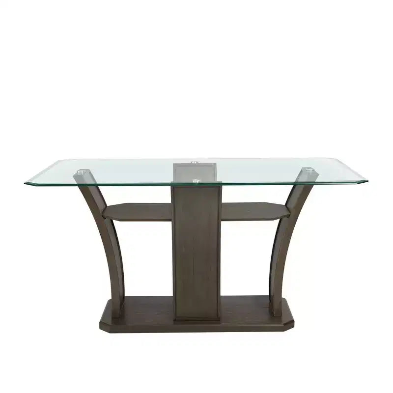 Table à hauteur de comptoir rectangulaire Simms Noyer - Picket House Furnishings : Plateau en verre, milieu du siècle moderne, 4 places