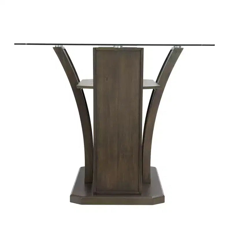 Table à hauteur de comptoir rectangulaire Simms Noyer - Picket House Furnishings : Plateau en verre, milieu du siècle moderne, 4 places